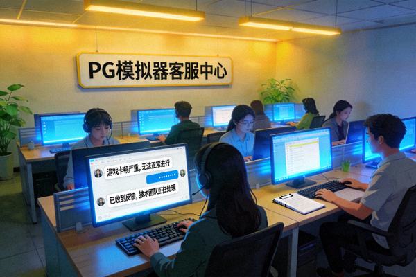 PG模拟器客服团队正在处理玩家反馈与提供支持的工作场景