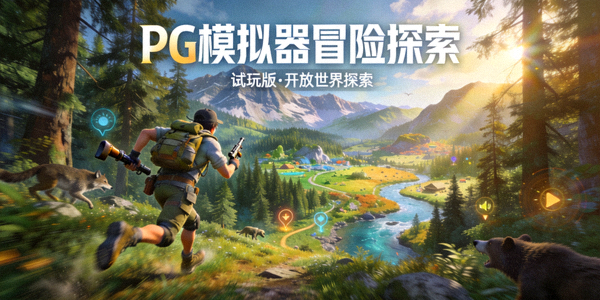 PG模拟器冒险探索类游戏试玩画面，展示广阔的游戏世界