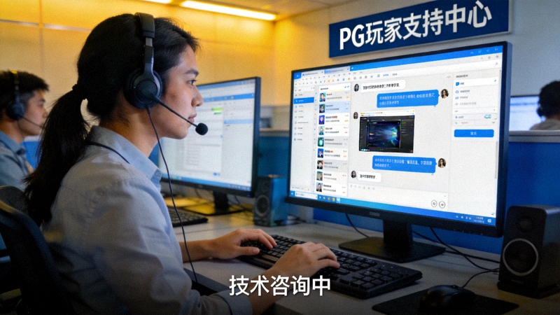 PG模拟器玩家支持团队正在线上为玩家提供即时技术咨询与帮助