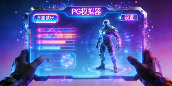 PG模拟器未来科技主题游戏试玩截图，展示炫酷的游戏界面和特效